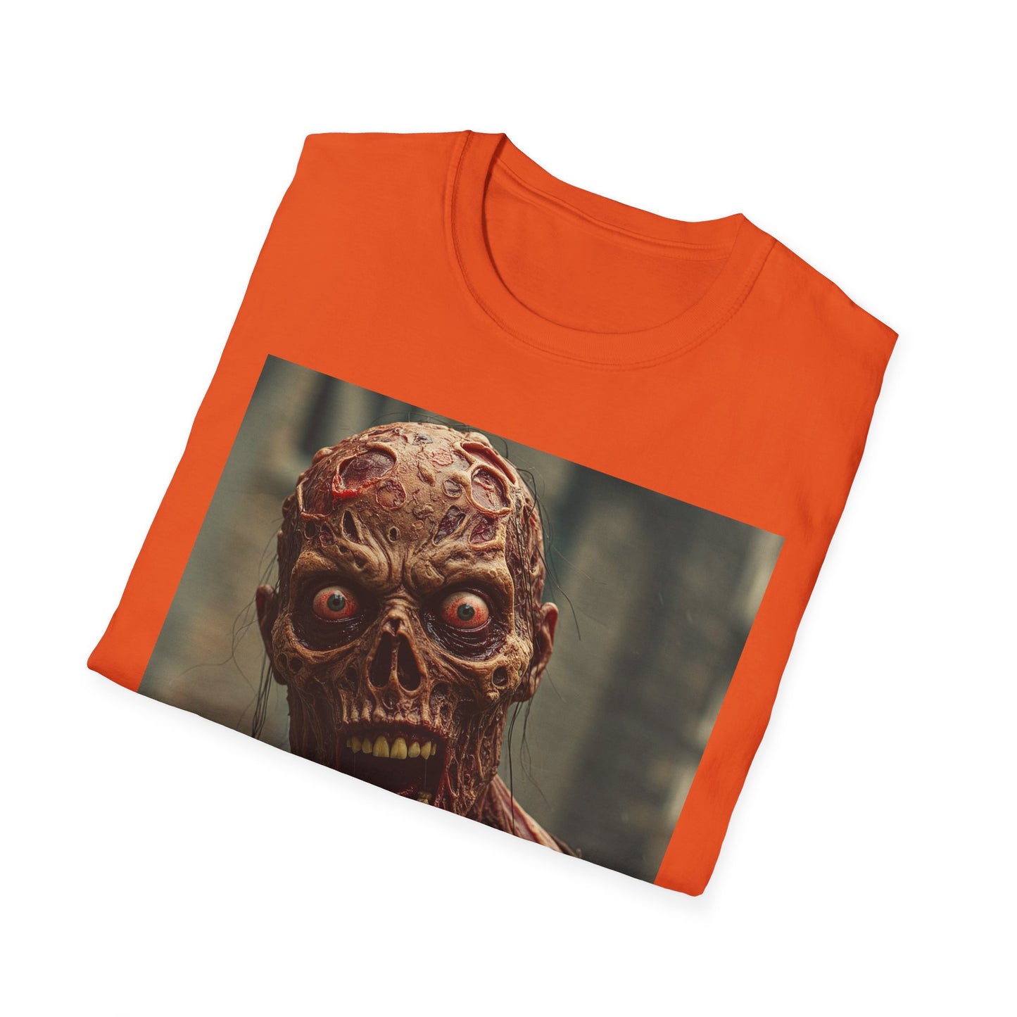 Creepy Zombie Unisex Softstyle T-Shirt for Halloween Horror Fans