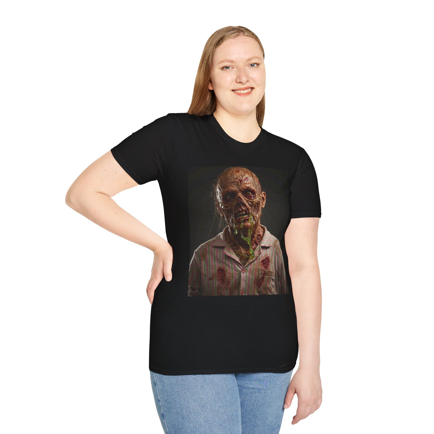 Horror-Inspired Unisex Softstyle T-Shirt - Zombie Graphic Tee