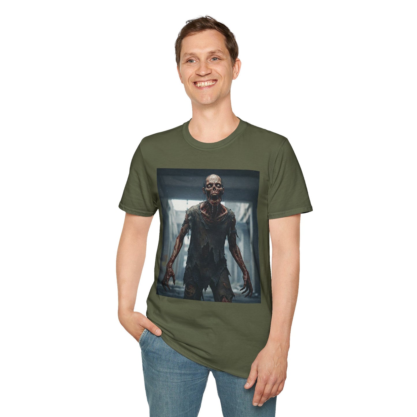 Apocalyptic Portrait Tee, bold, decaying zombie graphic