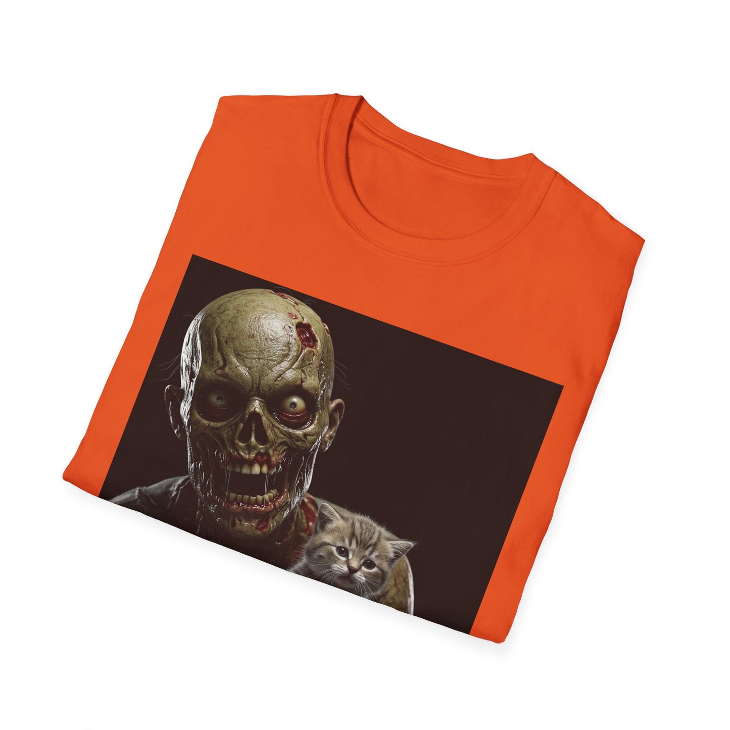 Cute Zombie Cat Apocalyptic Portrait Tee, bold, decaying zombie graphic