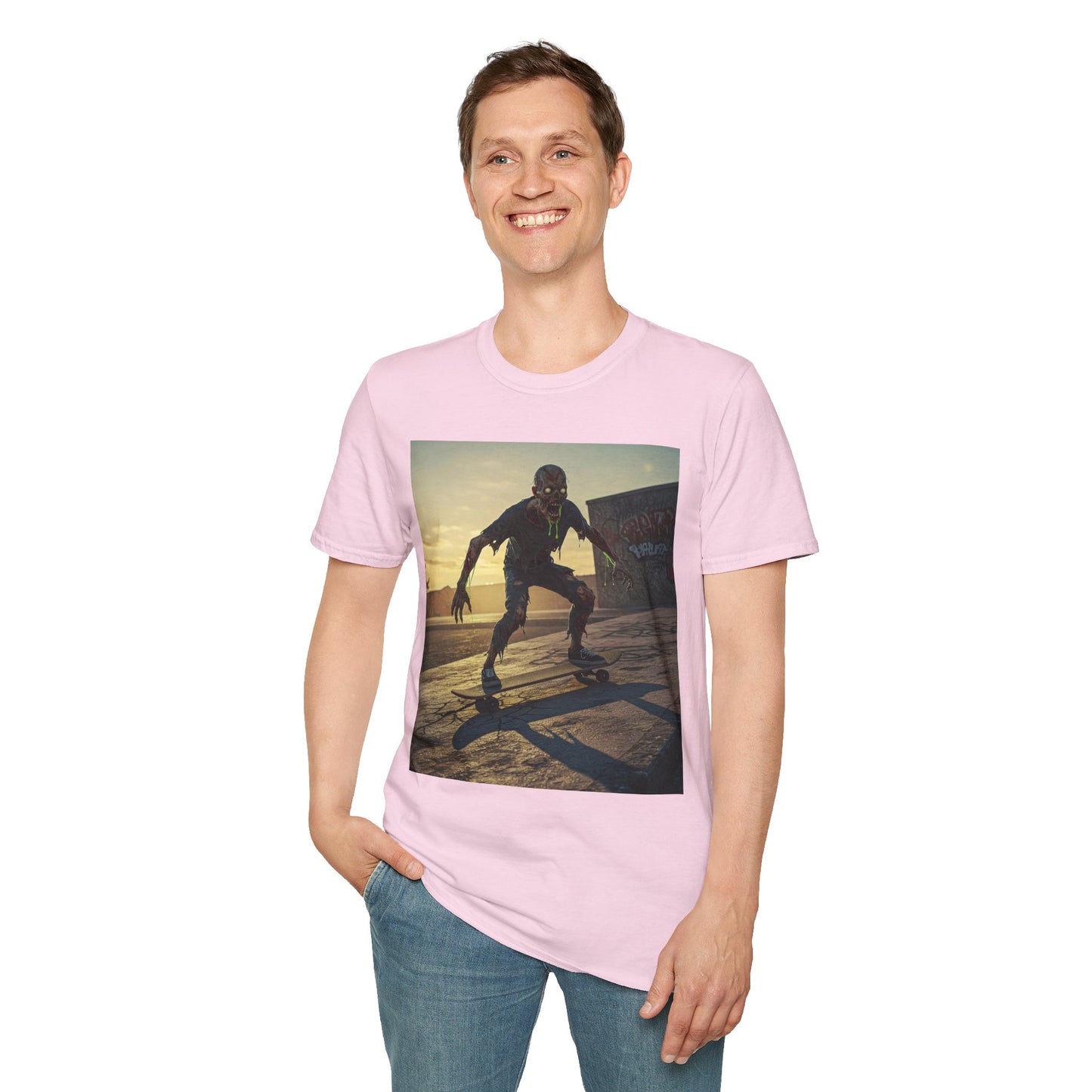 Skateboard Zombie Unisex Softstyle T-Shirt | Casual Graphic Tee for Skaters