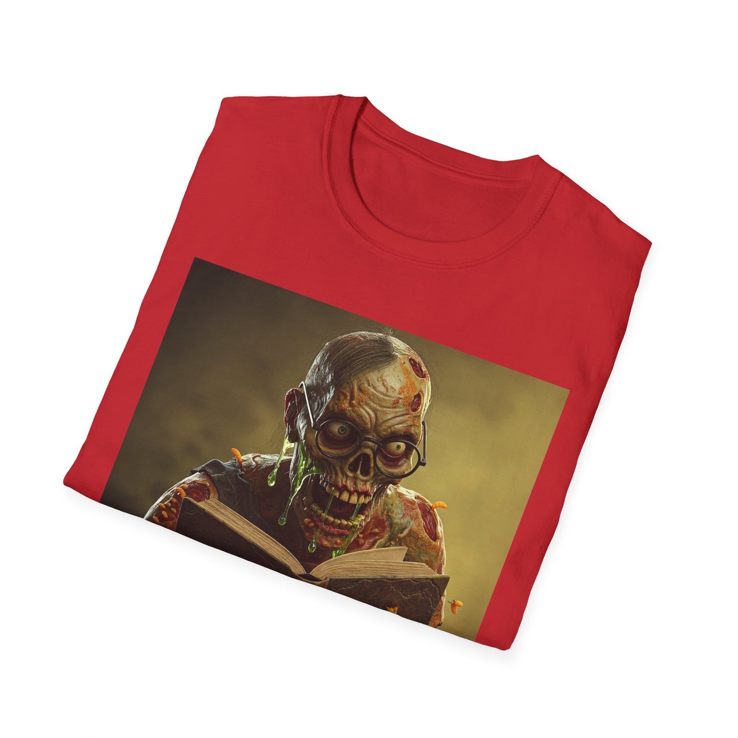 Zombie Reader Apocalyptic Portrait Tee, bold, decaying zombie graphic