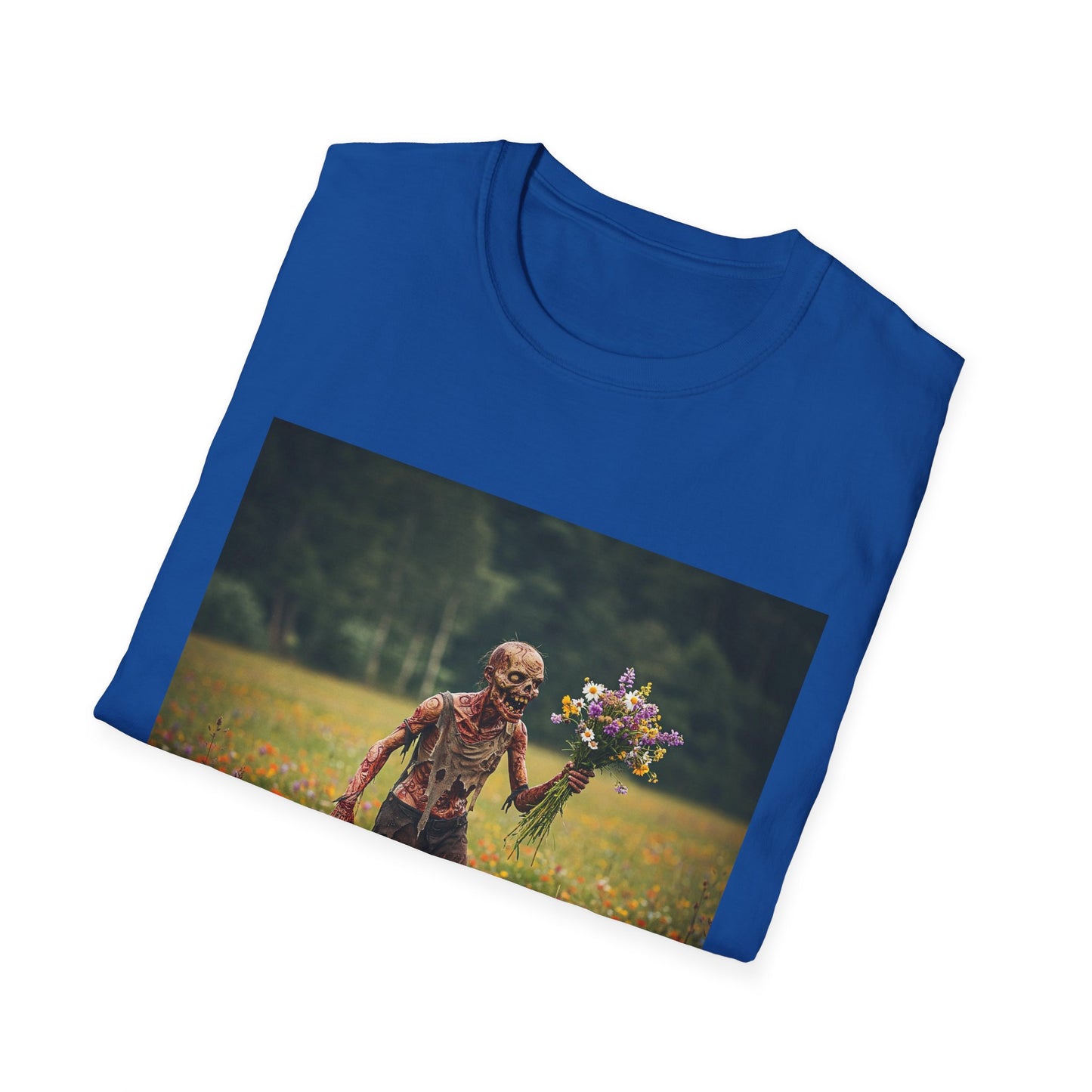 Zombie in Bloom Unisex Softstyle T-Shirt – Perfect for Halloween and Unique Gift Ideas