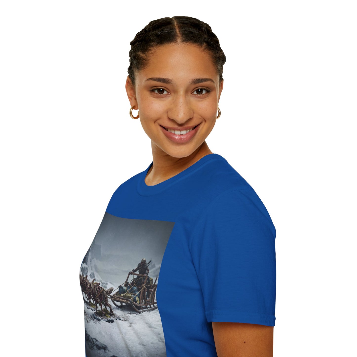 Adventure Awaits Unisex Softstyle T-Shirt - Mountain Trekking Design