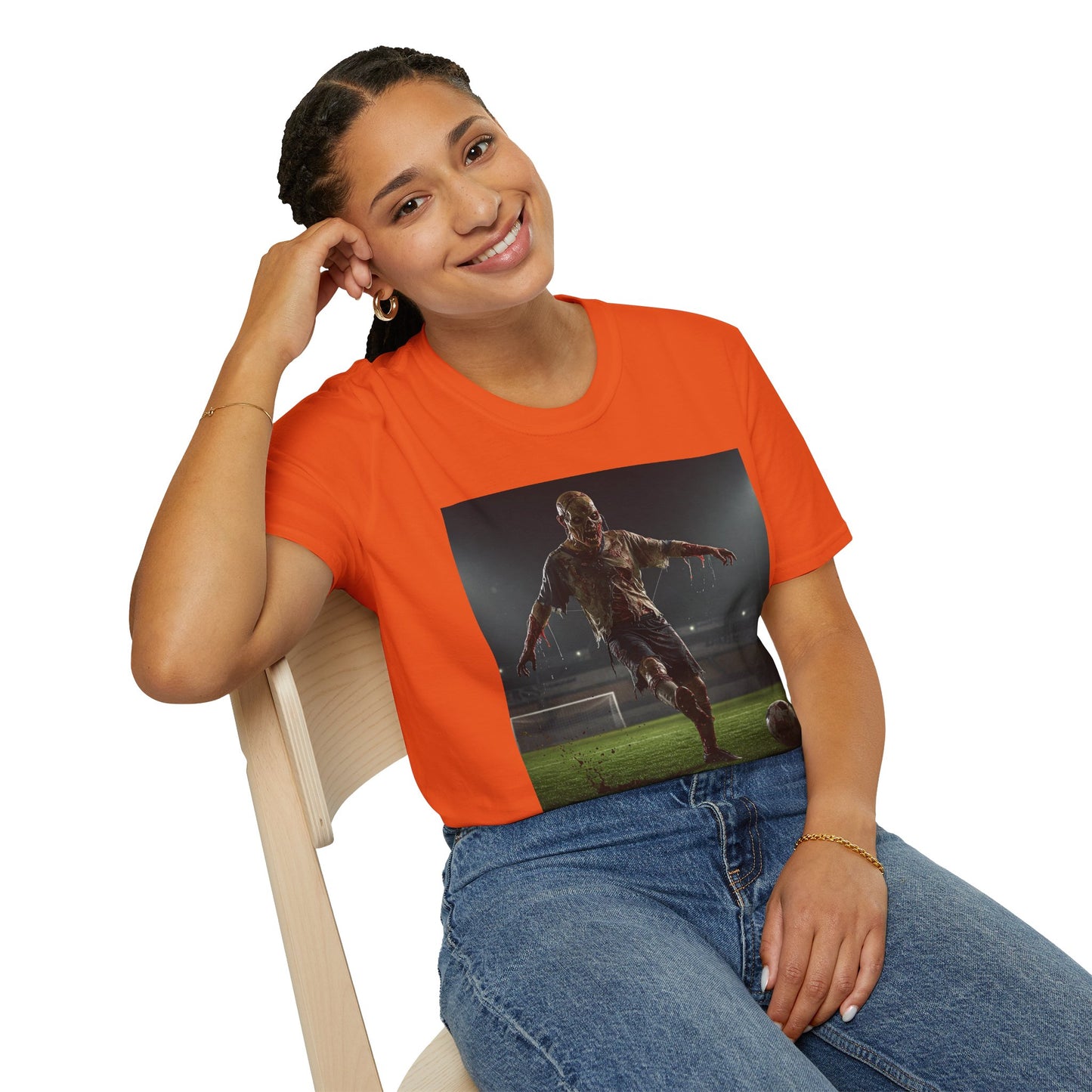 Zombie Soccer Unisex Softstyle T-Shirt - Perfect for Halloween and Sports Lovers