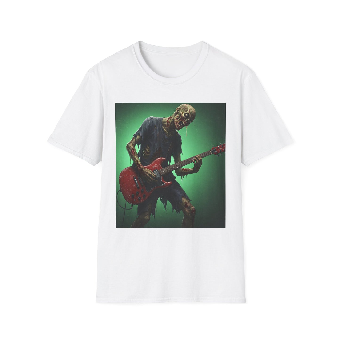 Zombie Rocker Apocalyptic Portrait Tee, bold, decaying zombie graphic