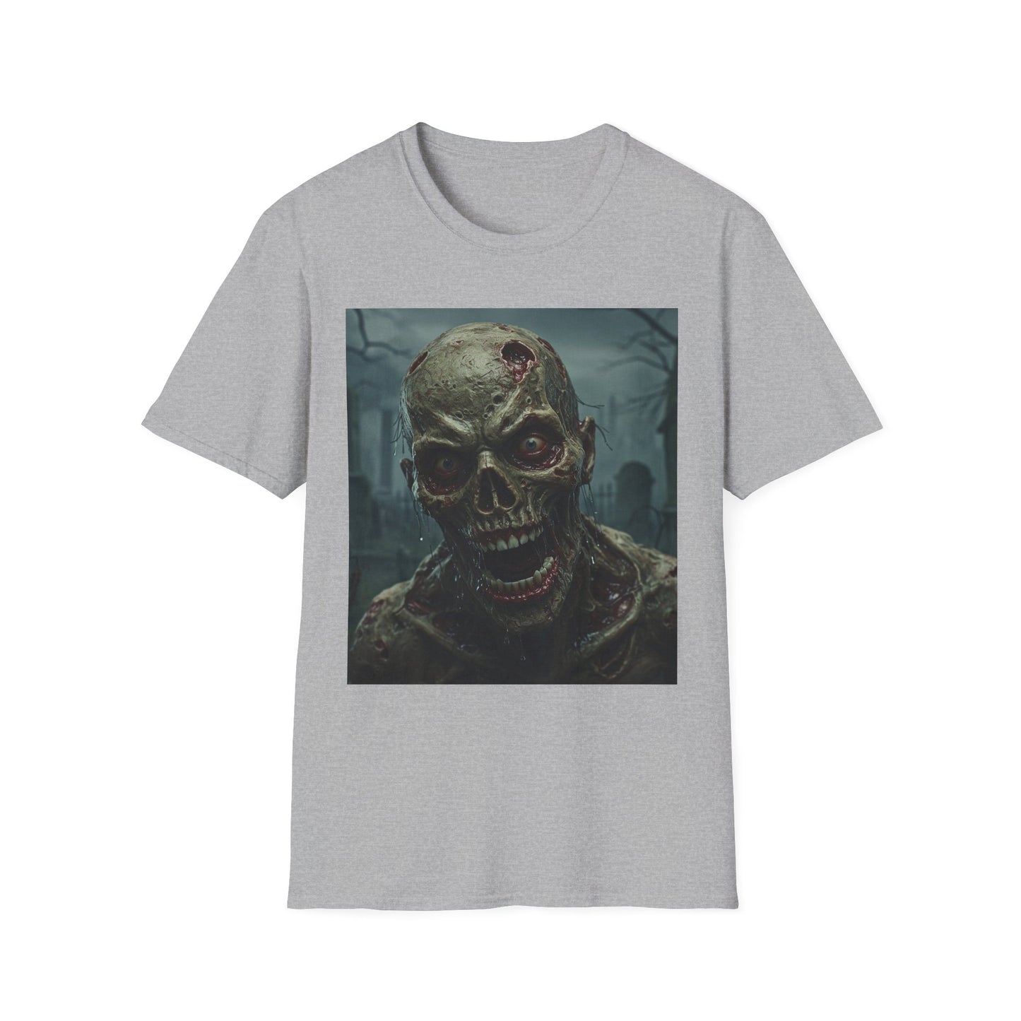 Apocalyptic Portrait Tee, bold, decaying zombie graphic