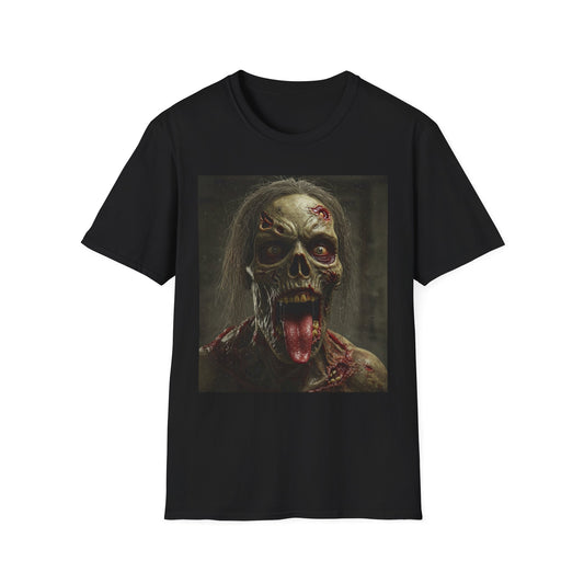 Apocalyptic Portrait Tee, bold, decaying zombie graphic