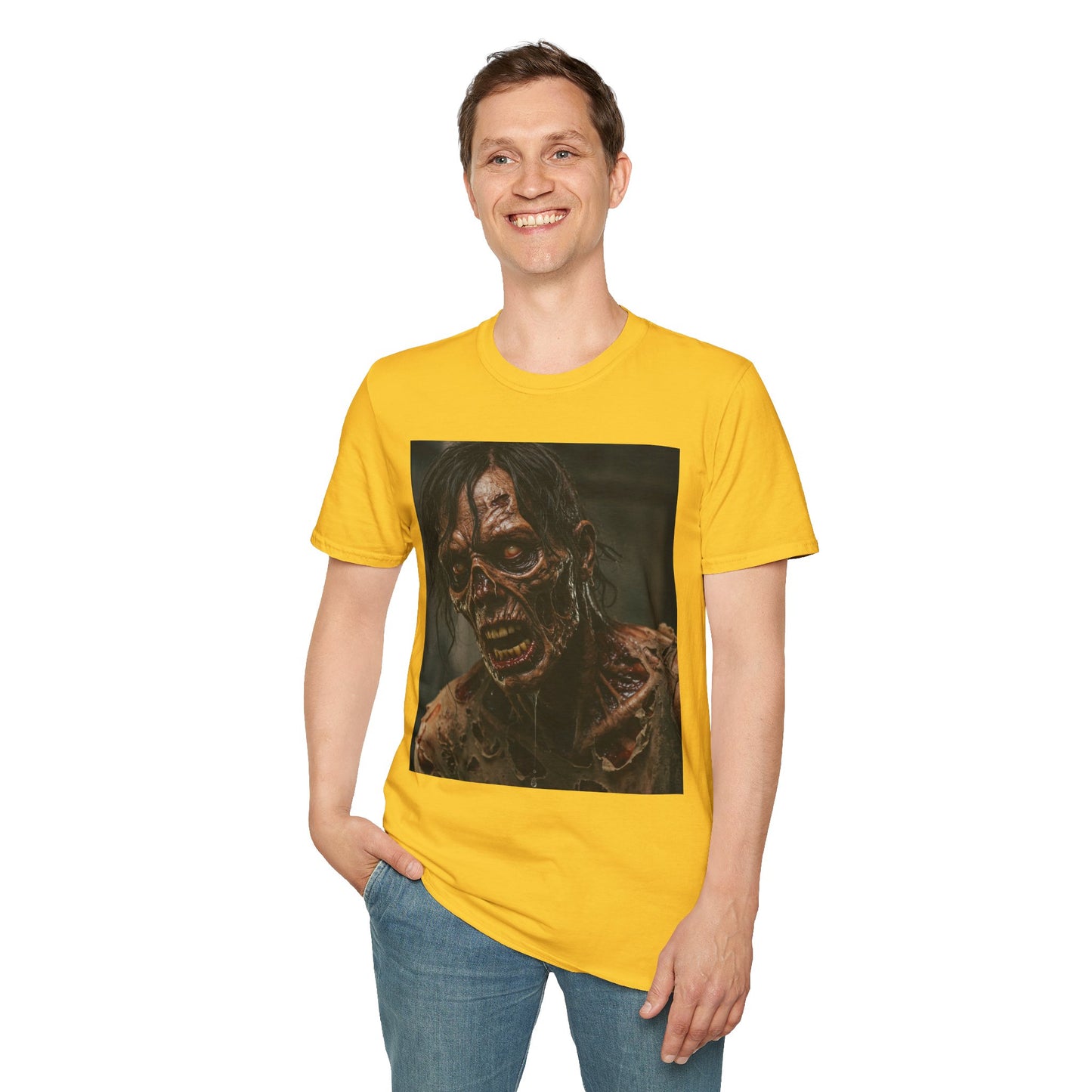 Apocalyptic Portrait Tee, bold, decaying zombie graphic