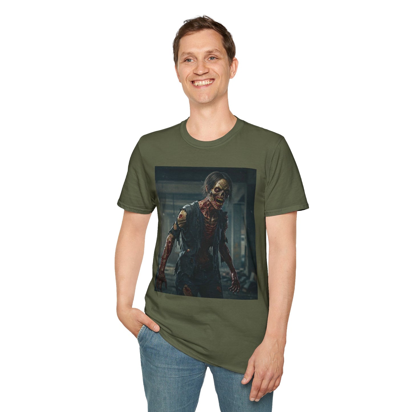 Apocalyptic Portrait Tee, bold, decaying zombie graphic