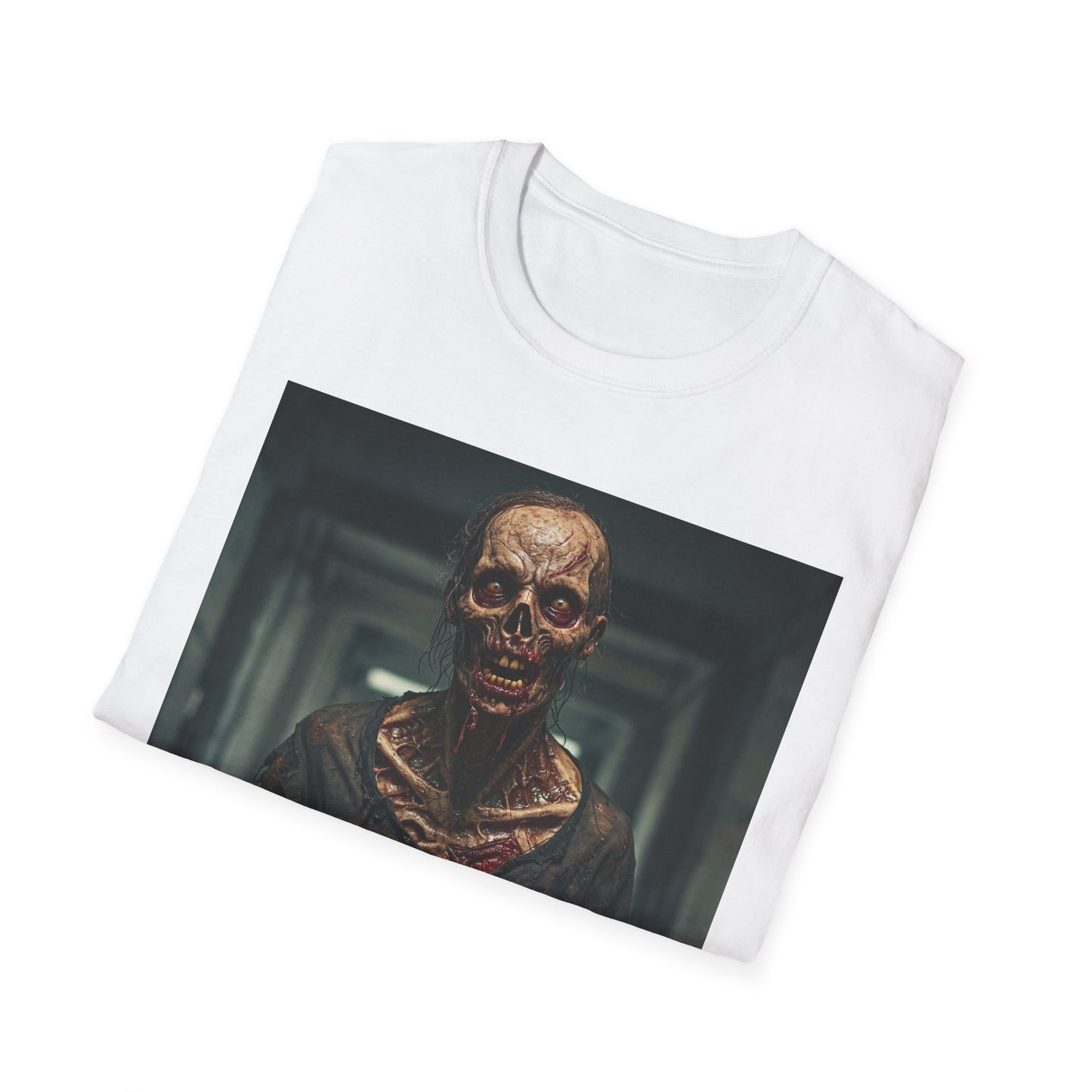 Creepy Zombie Graphic Apocalyptic Portrait Tee, bold, decaying zombie graphic