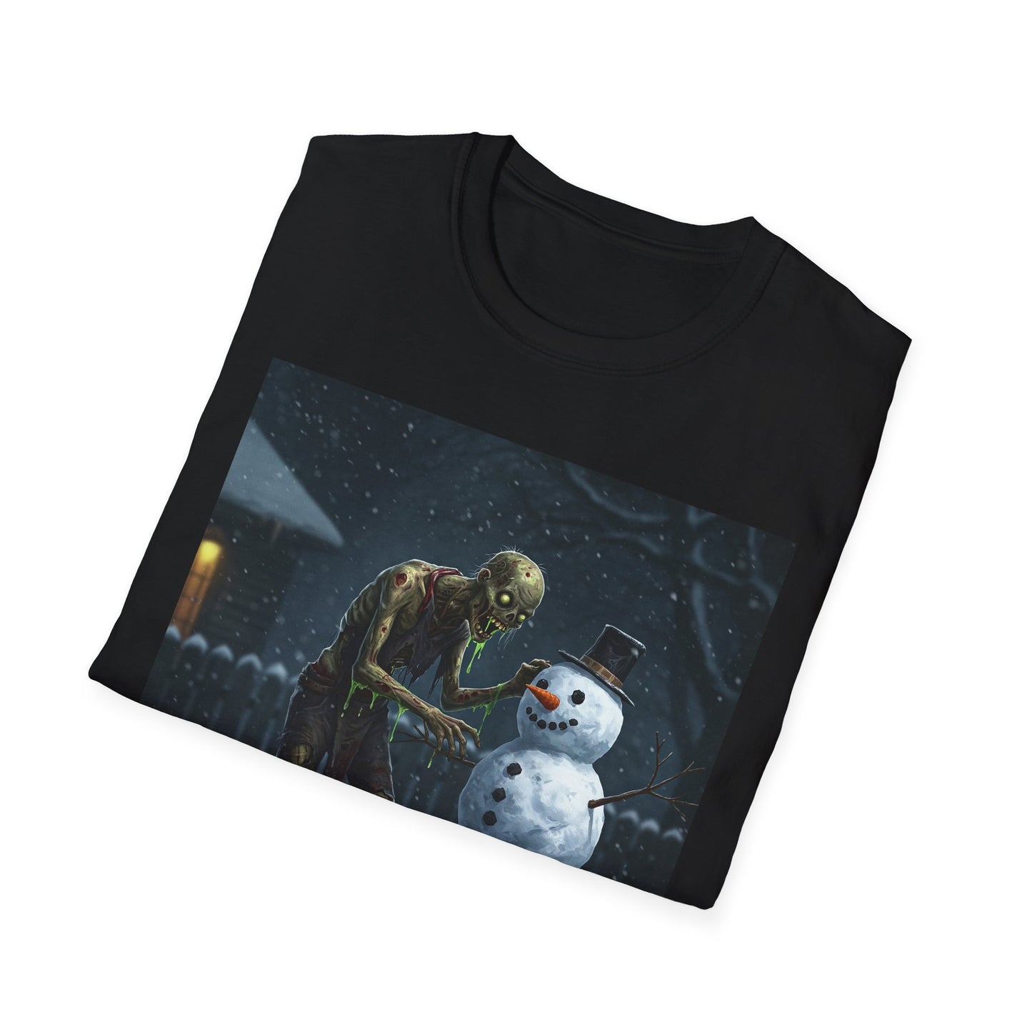 Merry Horror Unisex Softstyle T-Shirt - Creepy Snowman Design