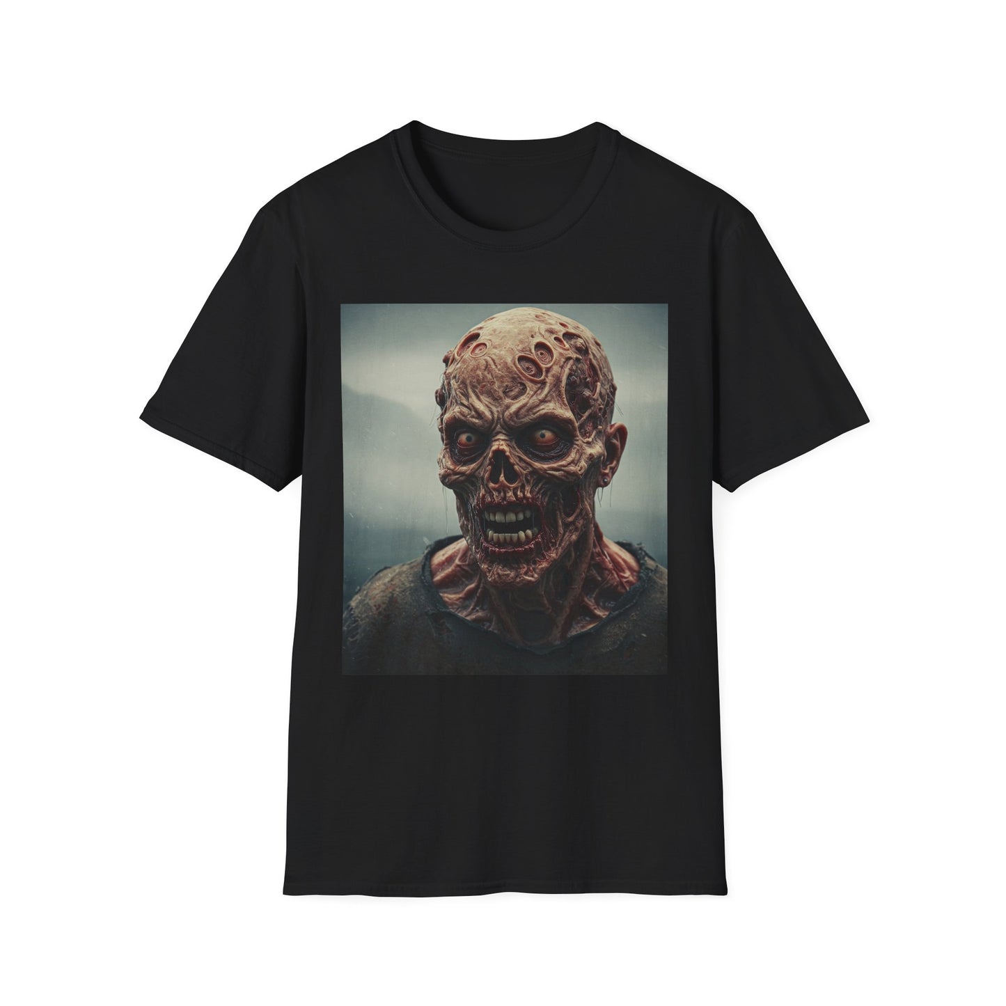 Apocalyptic Portrait Tee, bold, decaying zombie graphic