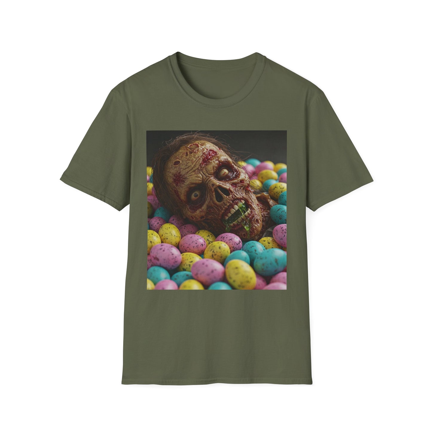 Eerie Easter Skull Apocalyptic Portrait Tee, bold, decaying zombie graphic