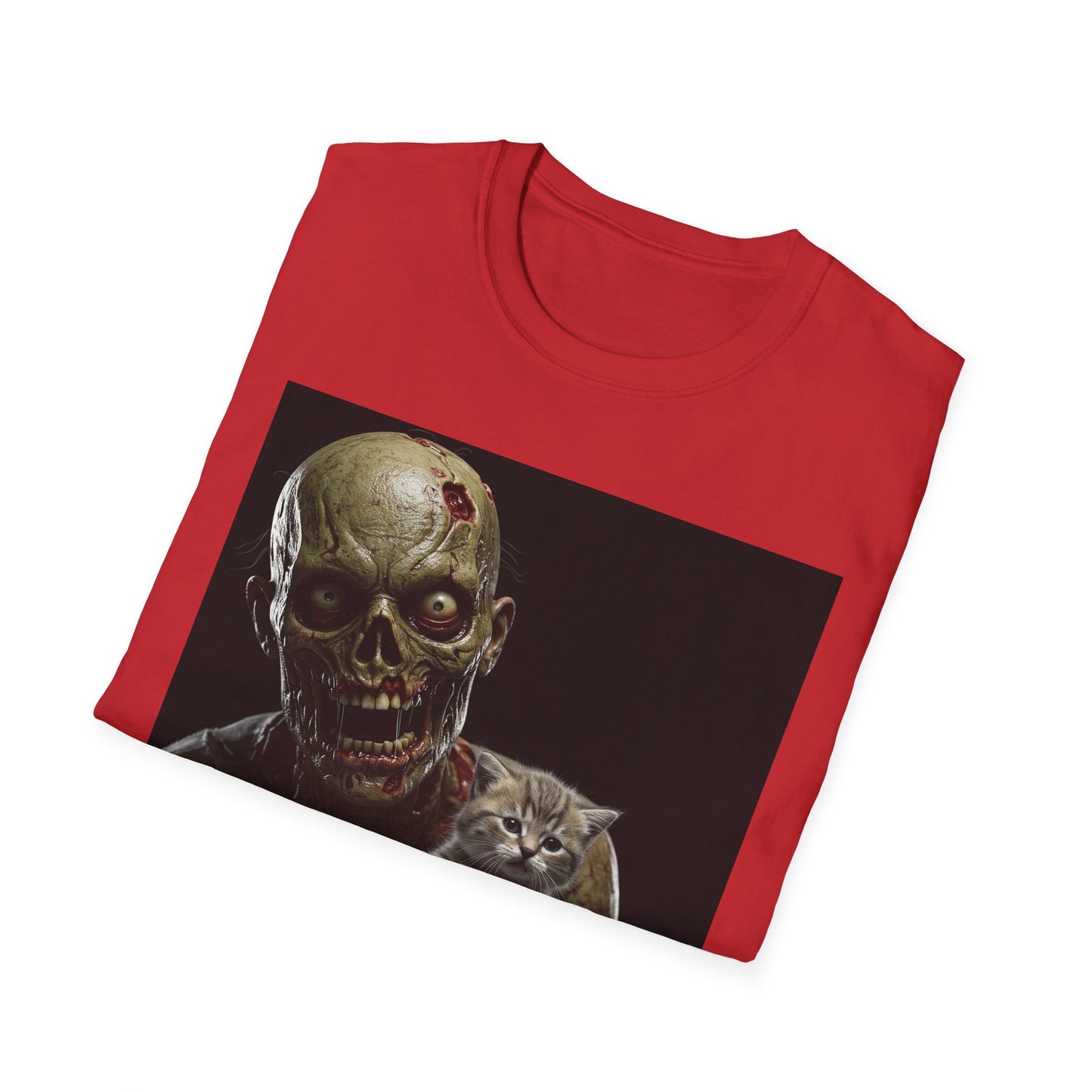 Cute Zombie Cat Apocalyptic Portrait Tee, bold, decaying zombie graphic