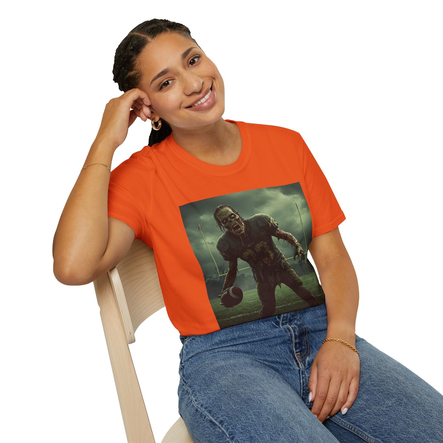 Zombie Football Unisex Softstyle T-Shirt - Perfect for Halloween Fans