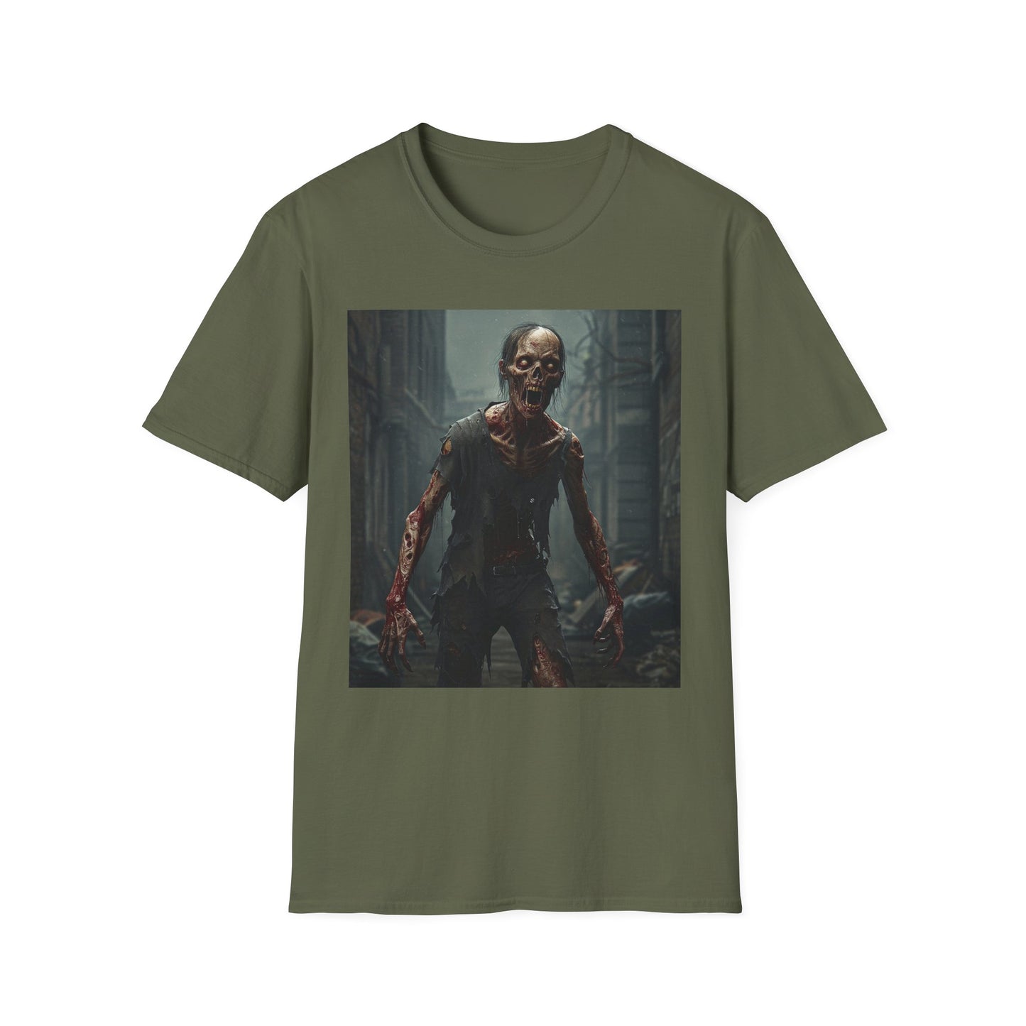 Apocalyptic Portrait Tee, bold, decaying zombie graphic