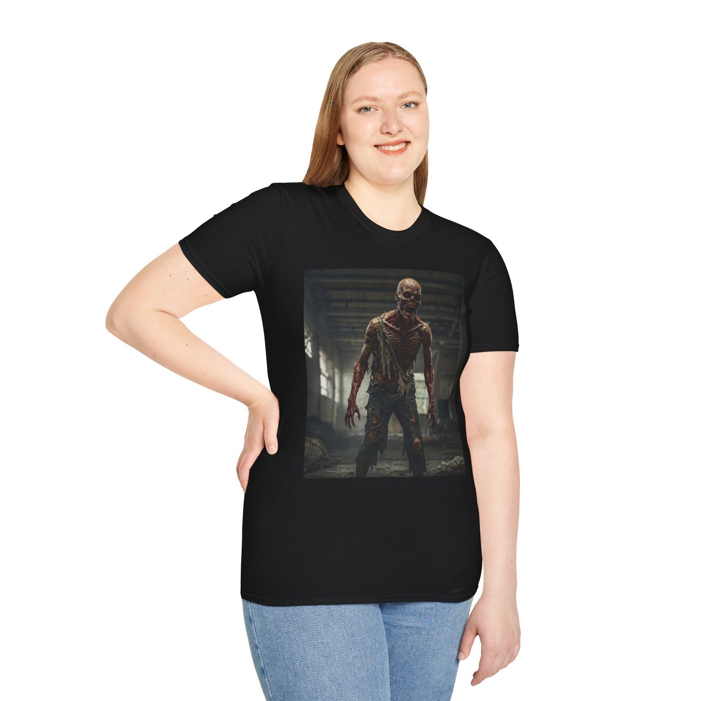 Zombie Graphic Unisex Softstyle T-Shirt - Perfect for Halloween and Horror Fans