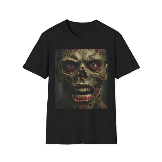 Apocalyptic Portrait Tee, bold, decaying zombie graphic