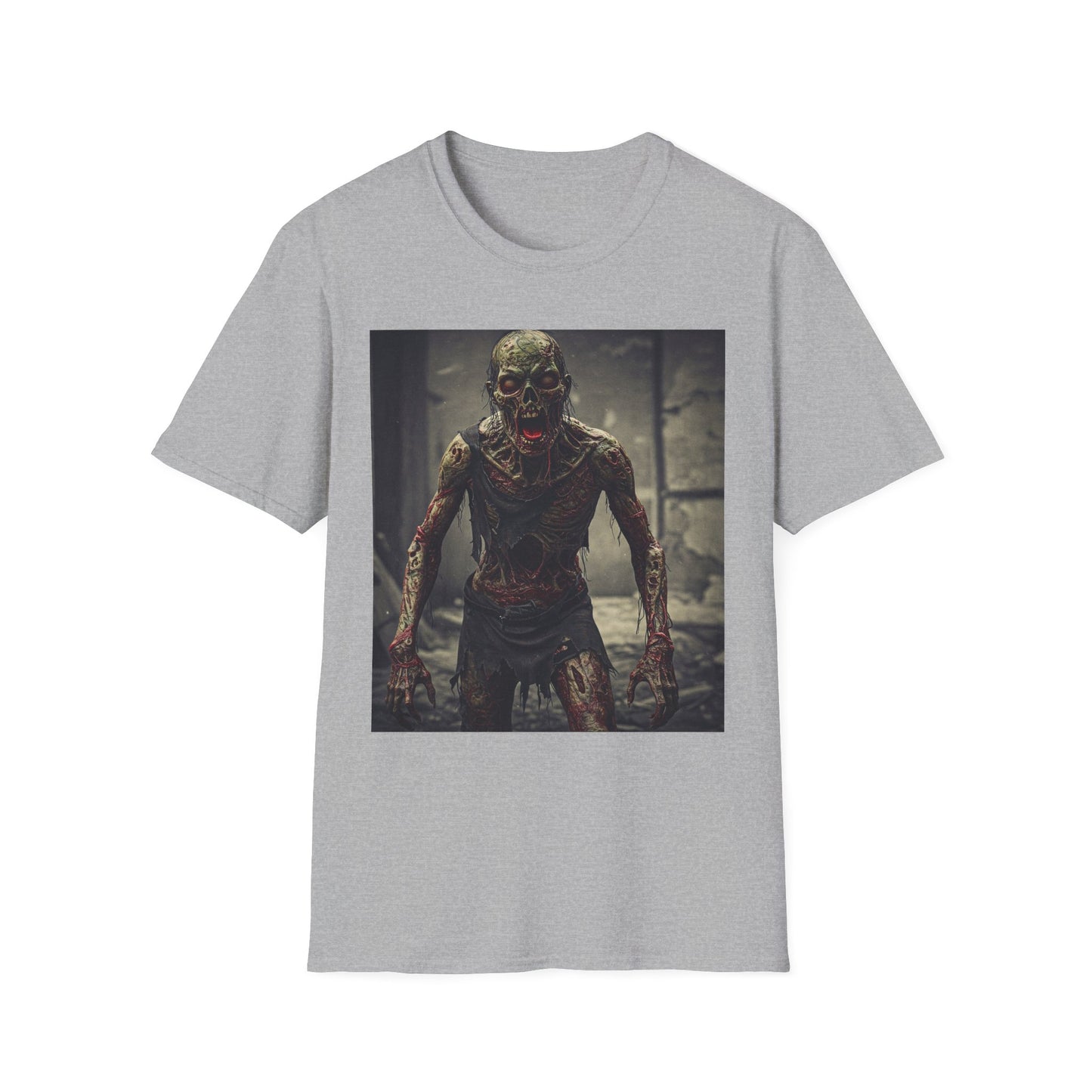 Apocalyptic Portrait Tee, bold, decaying zombie graphic