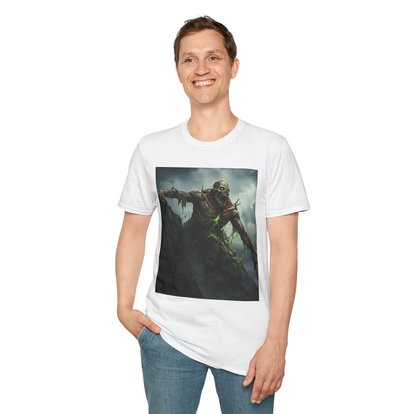 Creepy Monster Unisex Softstyle T-Shirt - Perfect for Halloween and Horror Fans