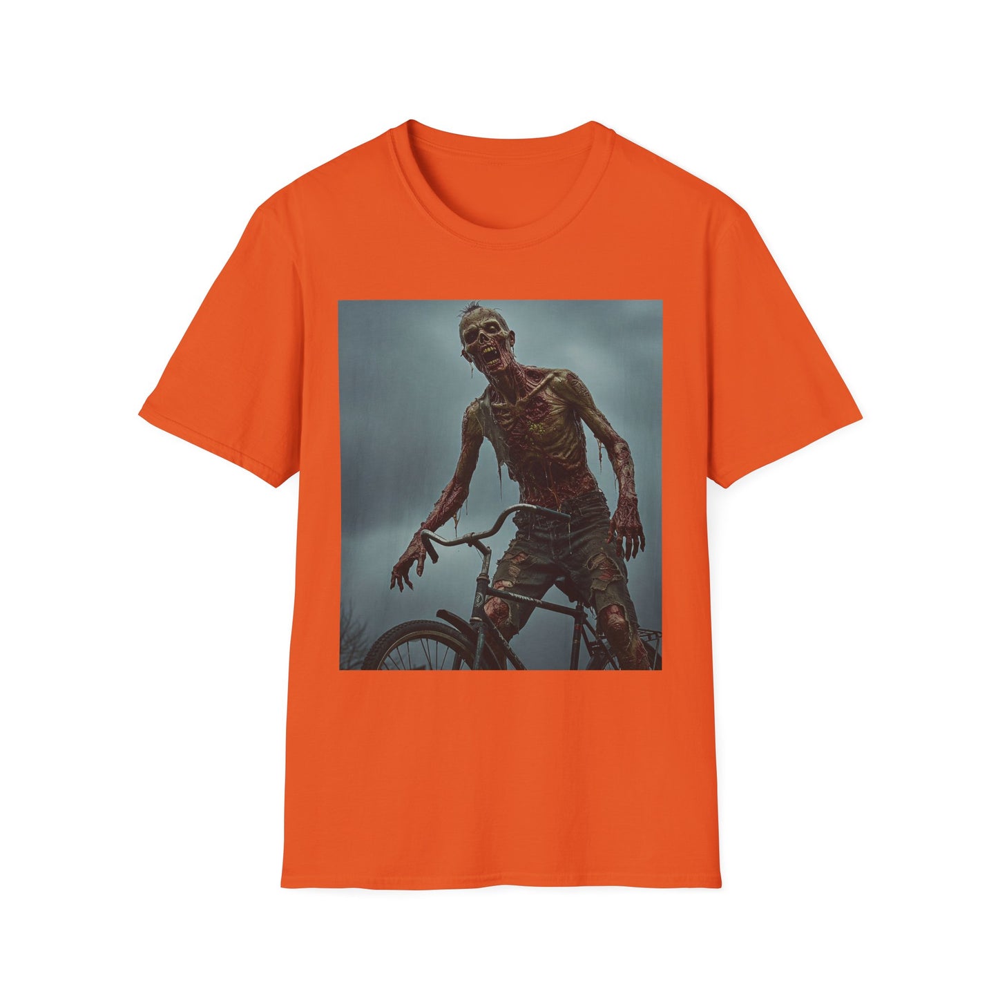 Unisex Zombie Graphic T-Shirt - Spooky Biker Design for Halloween