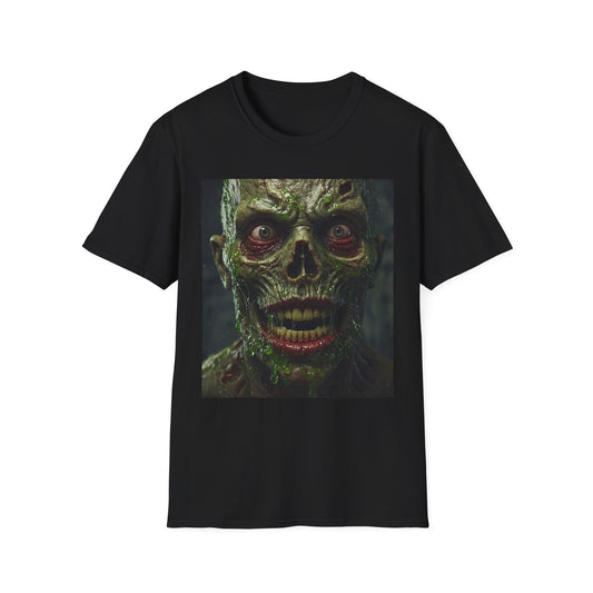 Apocalyptic Portrait Tee, bold, decaying zombie graphic