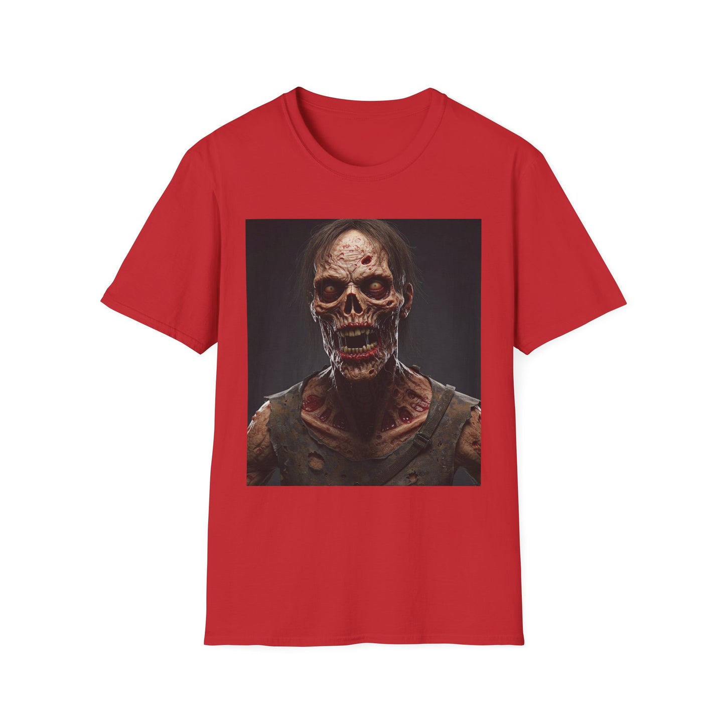 Terrifying Zombie Apocalyptic Portrait Tee, bold, decaying zombie graphic