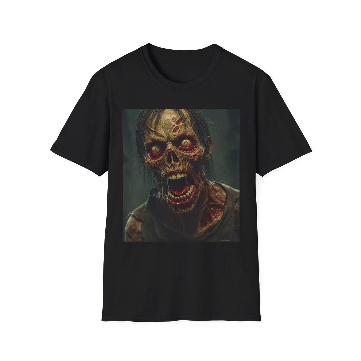 Apocalyptic Portrait Tee, bold, decaying zombie graphic