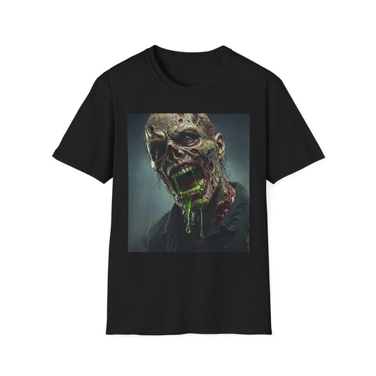 Apocalyptic Portrait Tee, bold, decaying zombie graphic