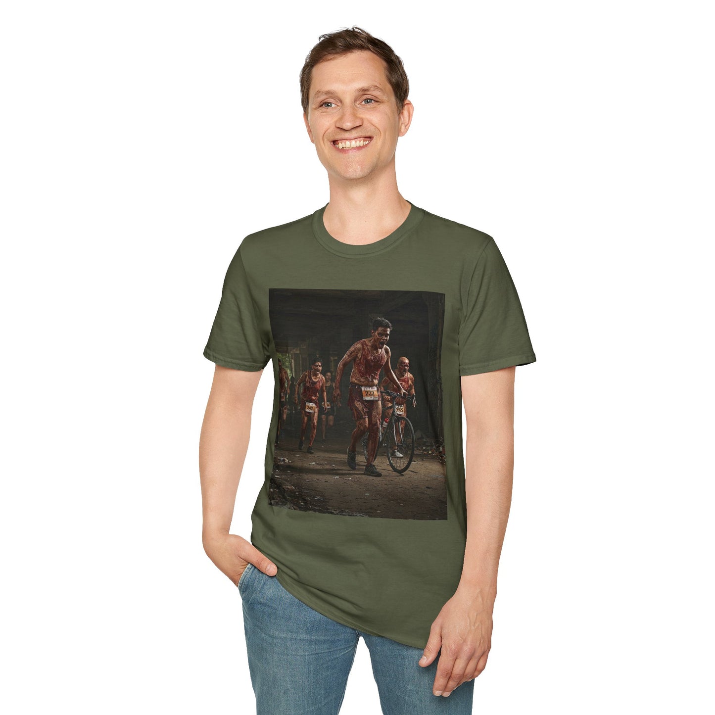 Zombie Run Unisex Softstyle T-Shirt - Perfect for Halloween and Fun Runs