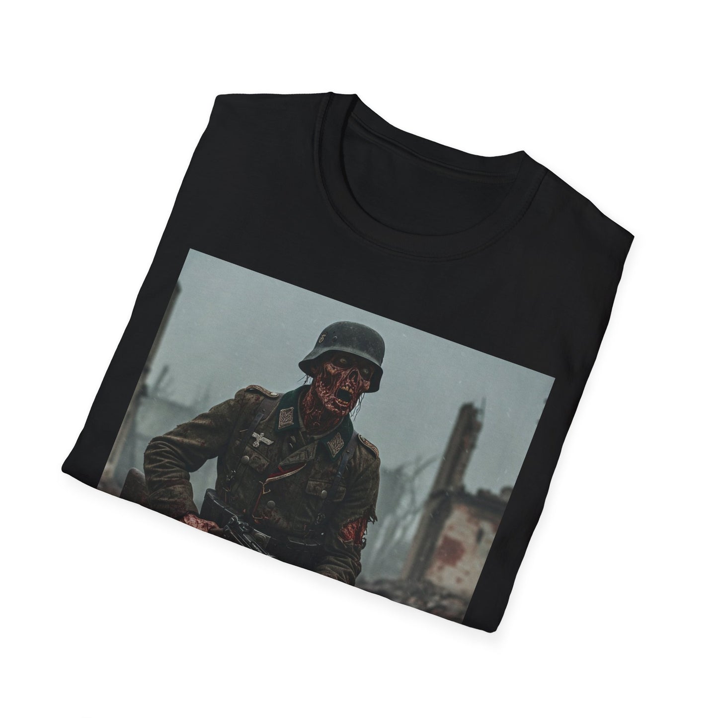 Vintage Soldier Apocalyptic Portrait Tee, bold, decaying zombie graphic