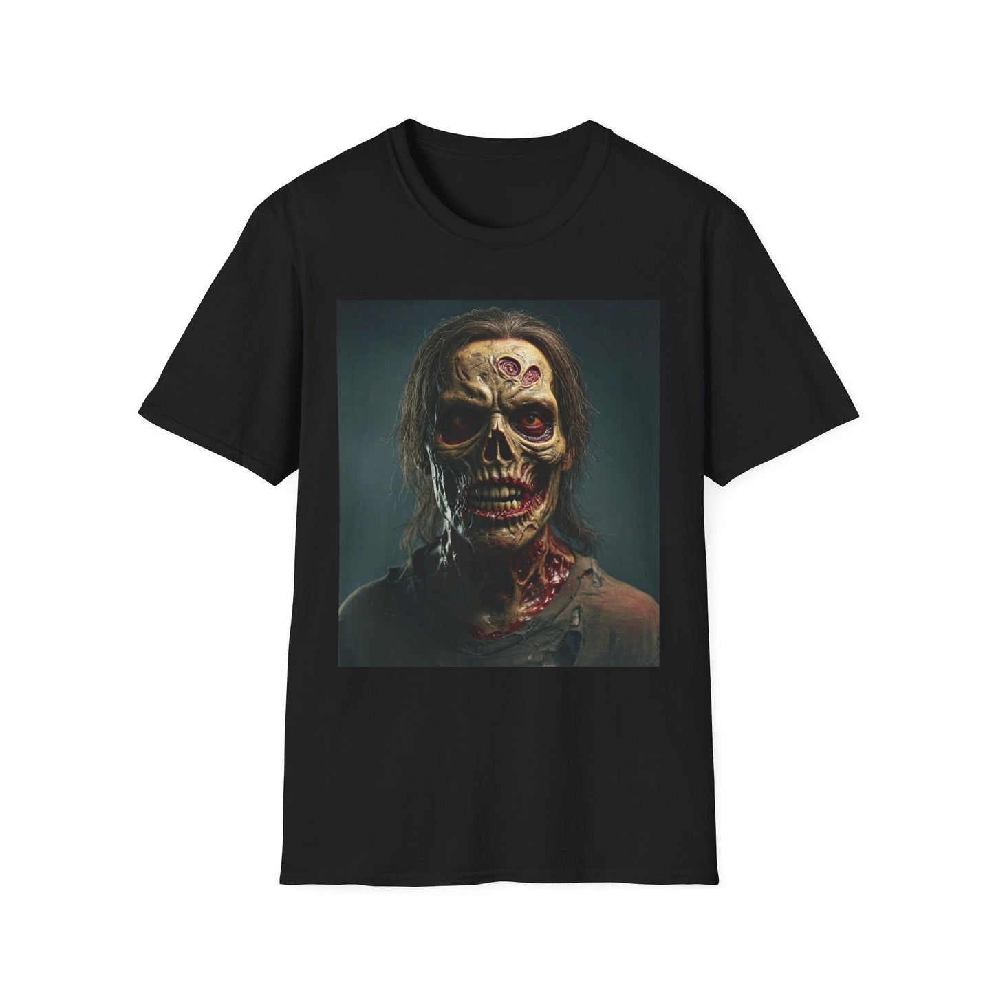 Apocalyptic Portrait Tee, bold, decaying zombie graphic