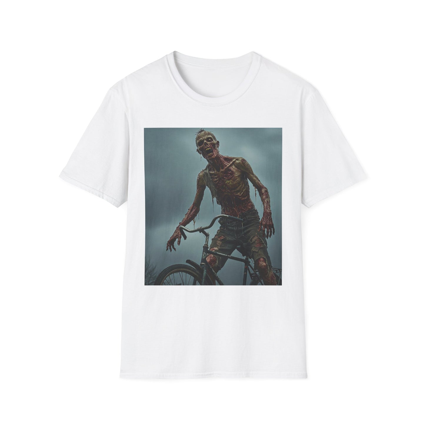 Unisex Zombie Graphic T-Shirt - Spooky Biker Design for Halloween