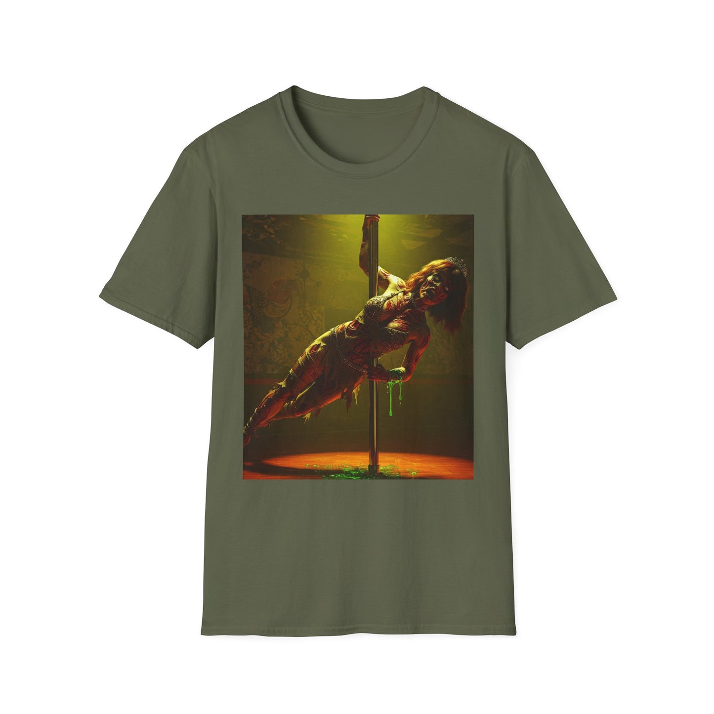 Vibrant Zombie Dance Apocalyptic Portrait Tee, bold, decaying zombie graphic