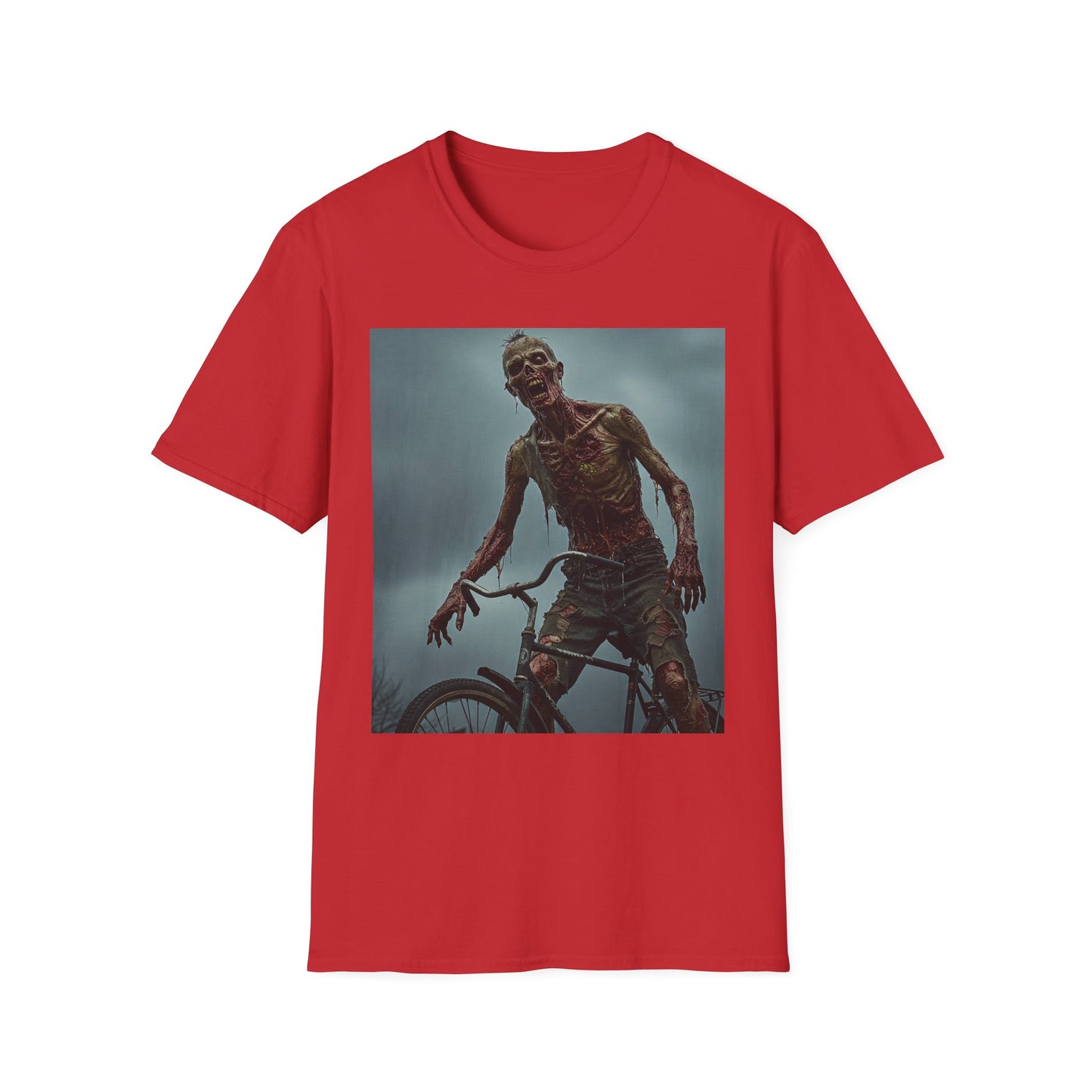 Unisex Zombie Graphic T-Shirt - Spooky Biker Design for Halloween