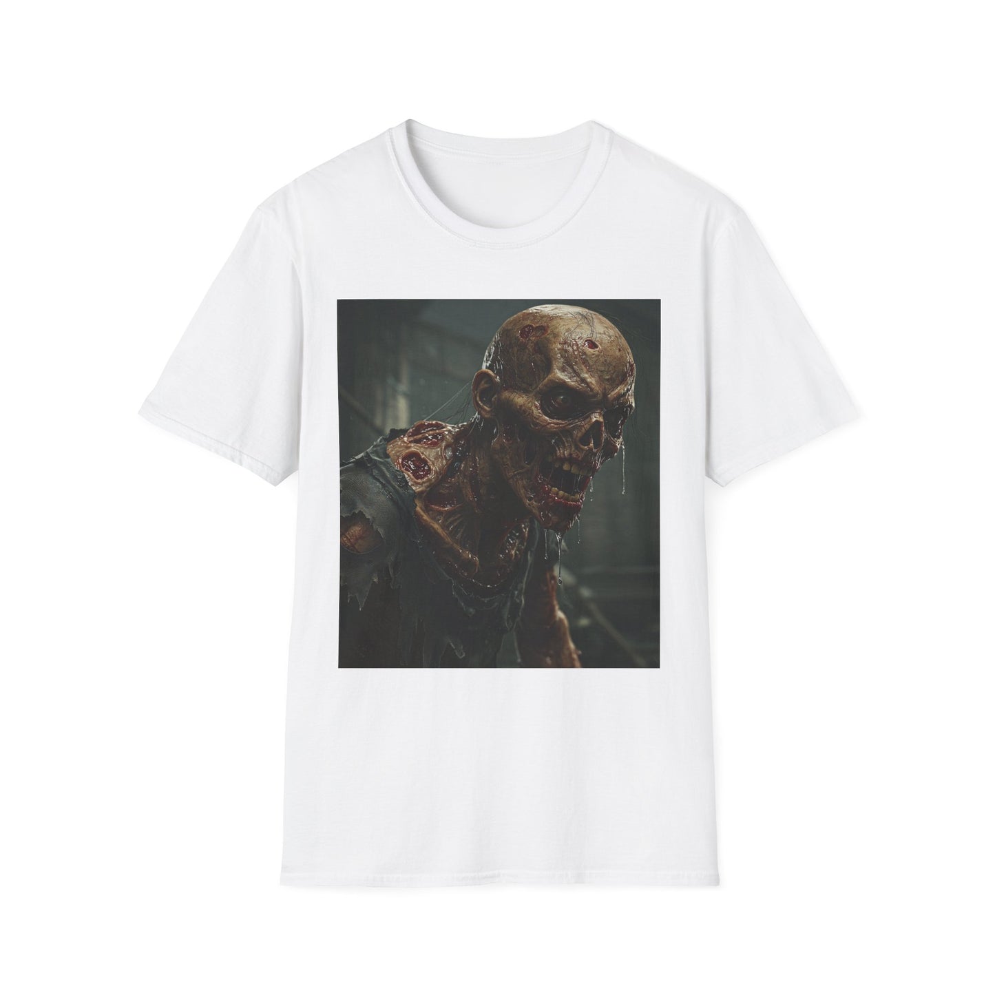 Unisex Softstyle T-Shirt with Zombie Design | Perfect for Halloween and Horror Fans