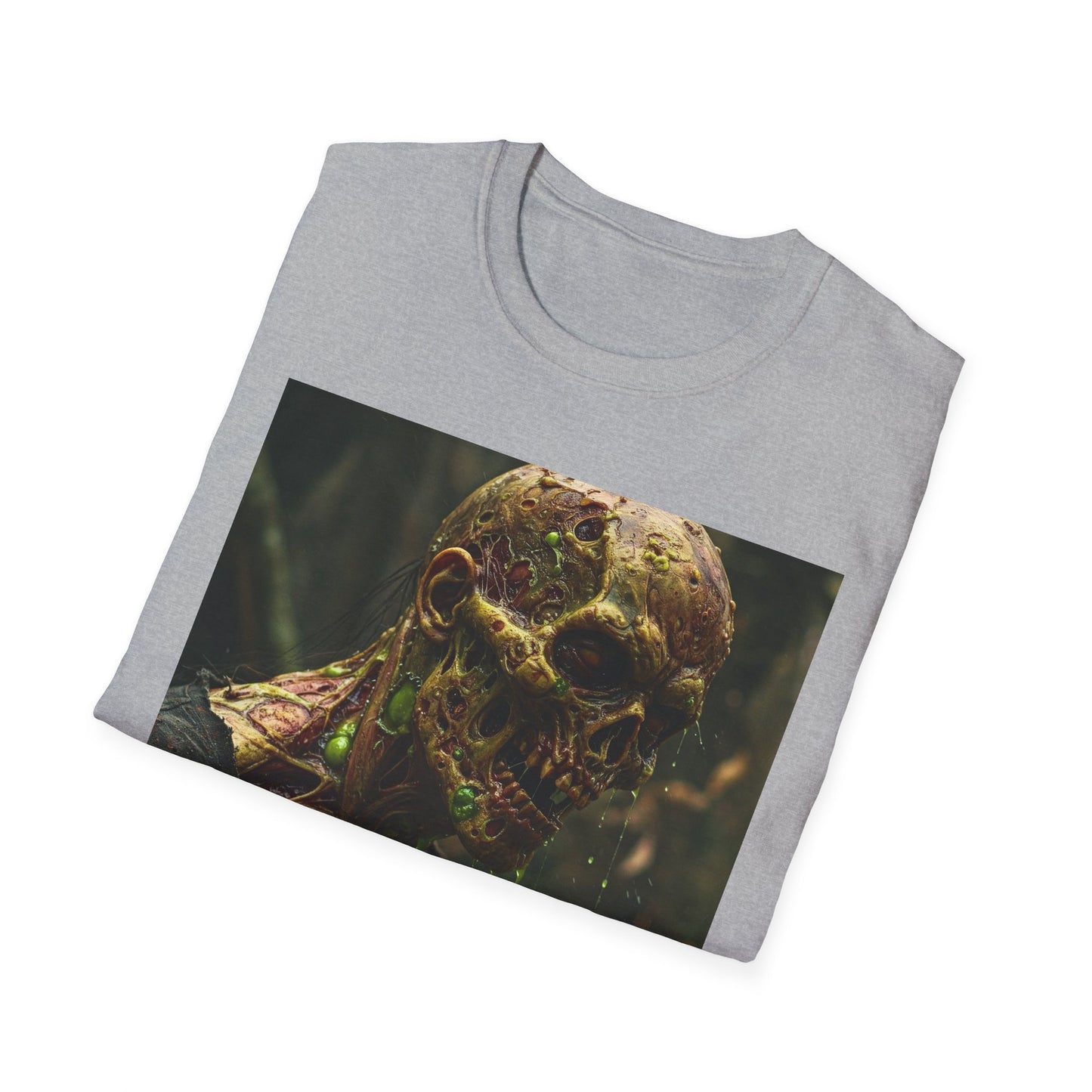 Creepy Zombie Graphic Unisex Softstyle T-Shirt - Perfect for Halloween and Horror Fans