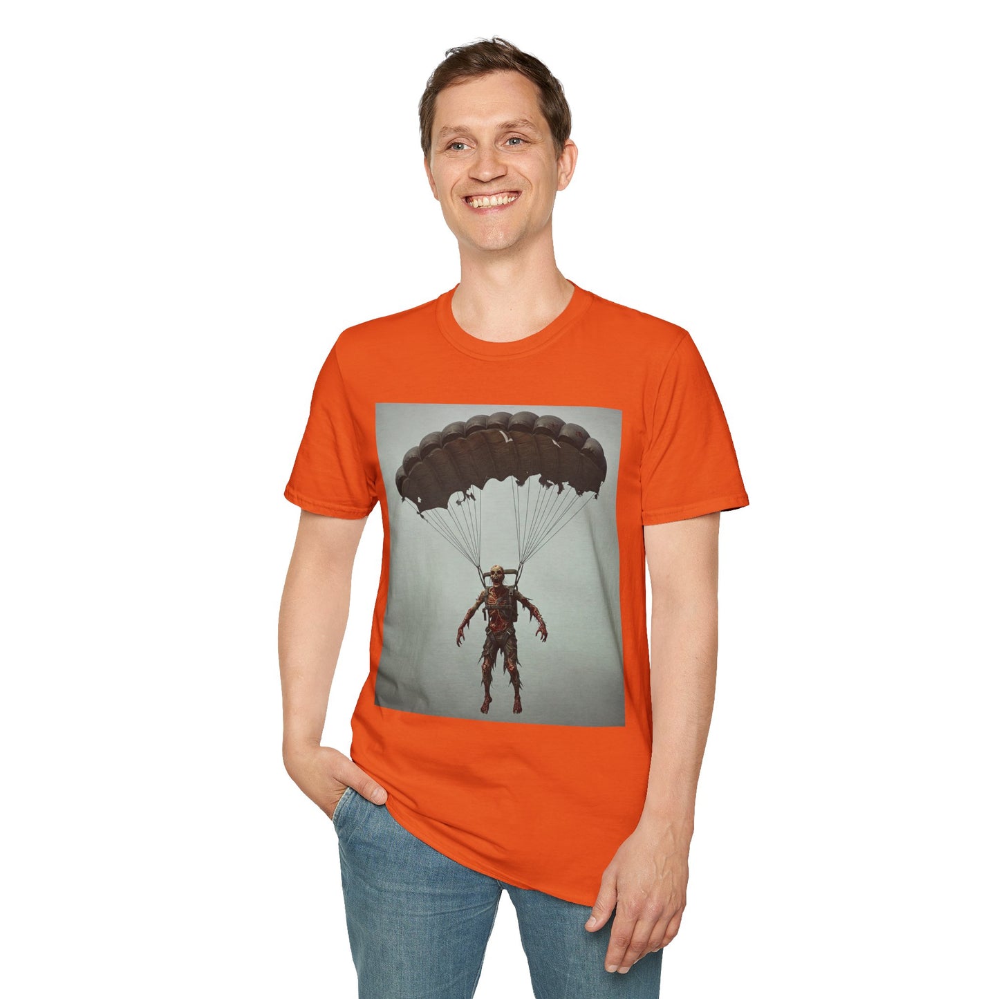 Adventure Awaits Parachuting Hero Unisex Softstyle T-Shirt