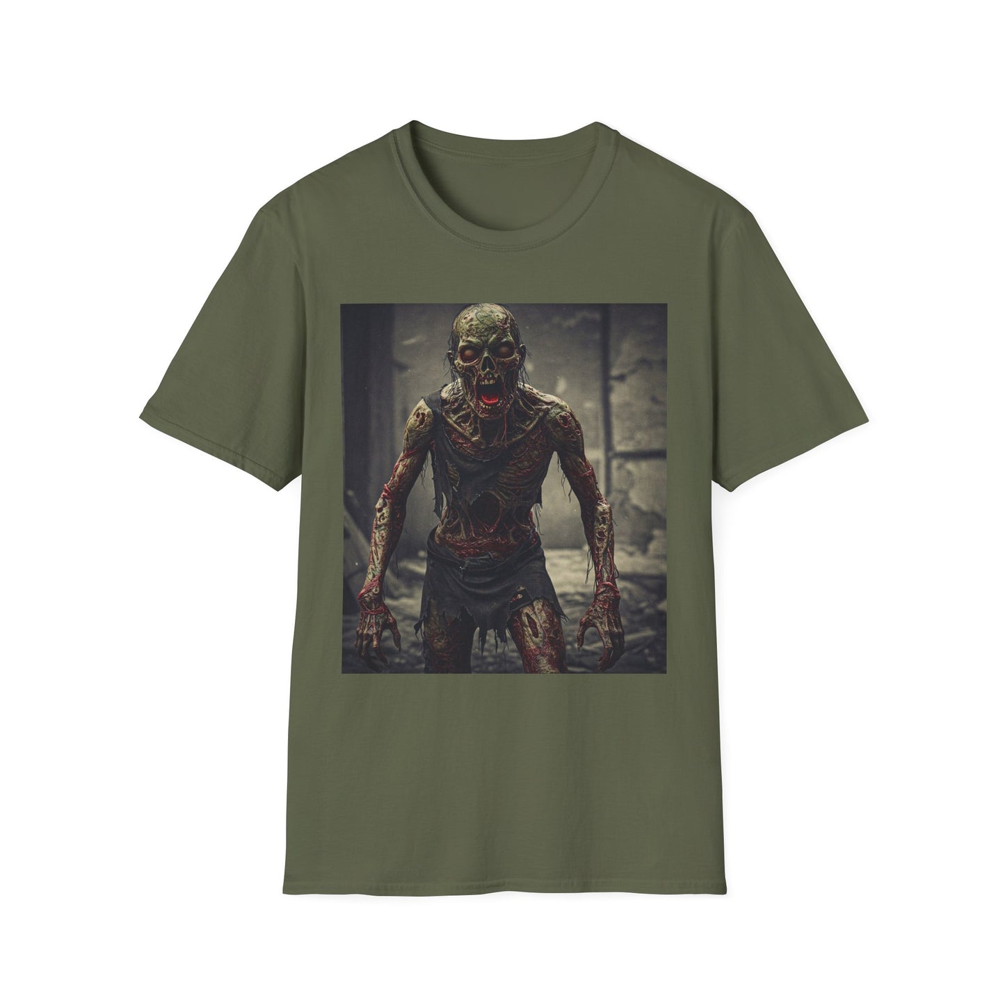 Apocalyptic Portrait Tee, bold, decaying zombie graphic