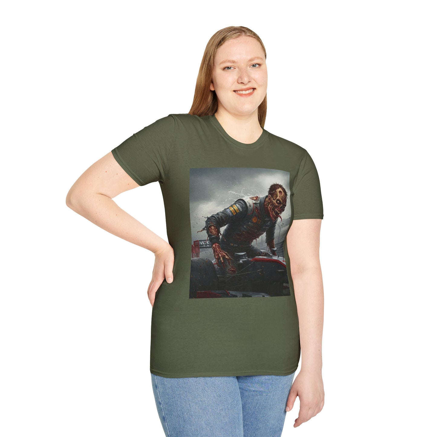 Zombie Racing Unisex Softstyle T-Shirt - Horror Meets Motorsport