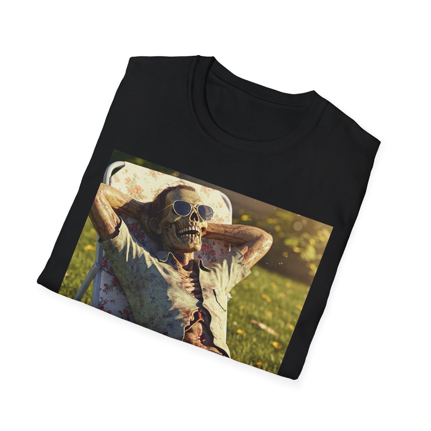 Relaxing Skeleton Unisex Softstyle T-Shirt - Perfect for Halloween and Everyday Wear