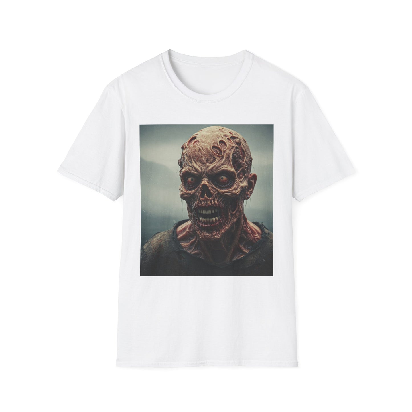 Apocalyptic Portrait Tee, bold, decaying zombie graphic