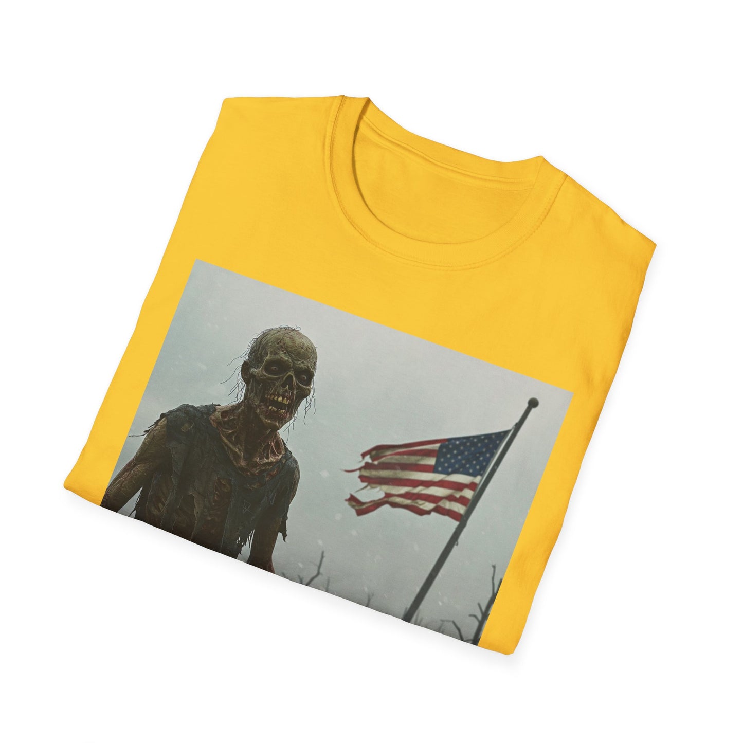 Patriot Zombie Apocalypse Apocalyptic Portrait Tee, bold, decaying zombie graphic