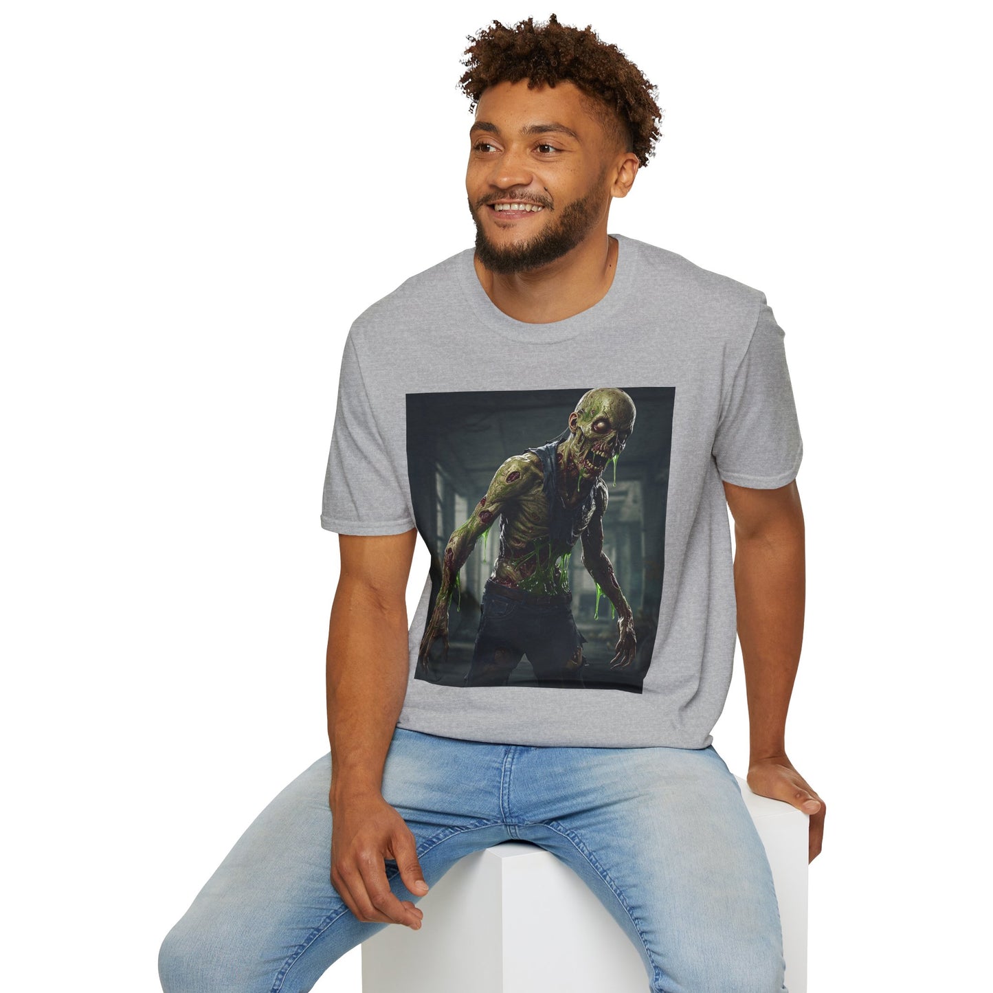 Zombie Graphic Unisex Softstyle T-Shirt - Perfect for Halloween and Horror Fans