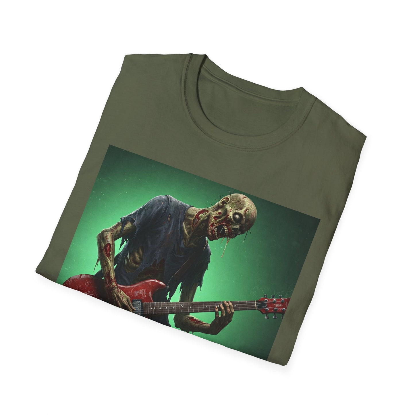 Zombie Rocker Apocalyptic Portrait Tee, bold, decaying zombie graphic