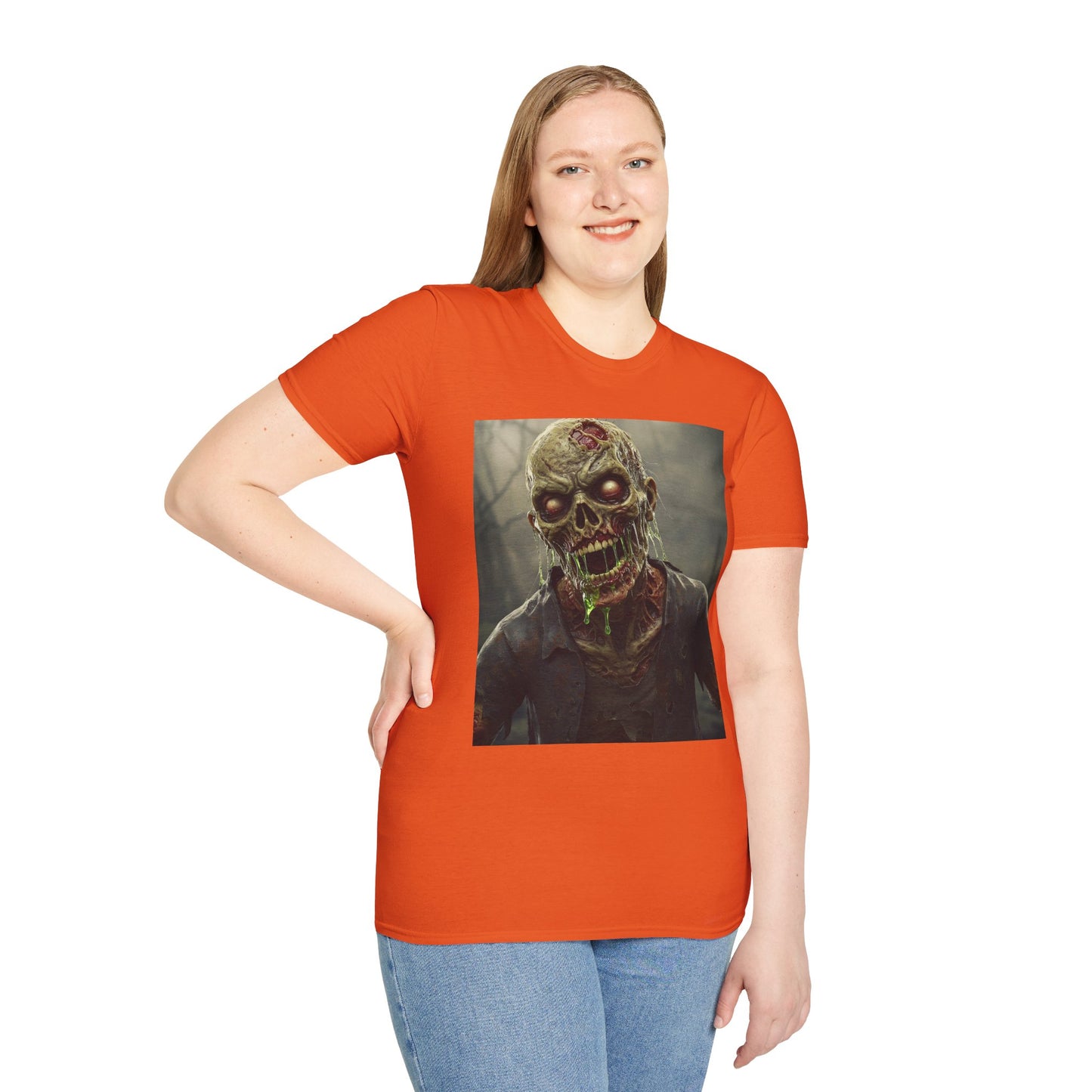 Unisex Softstyle Zombie Graphic T-Shirt - Perfect for Halloween and Horror Fans