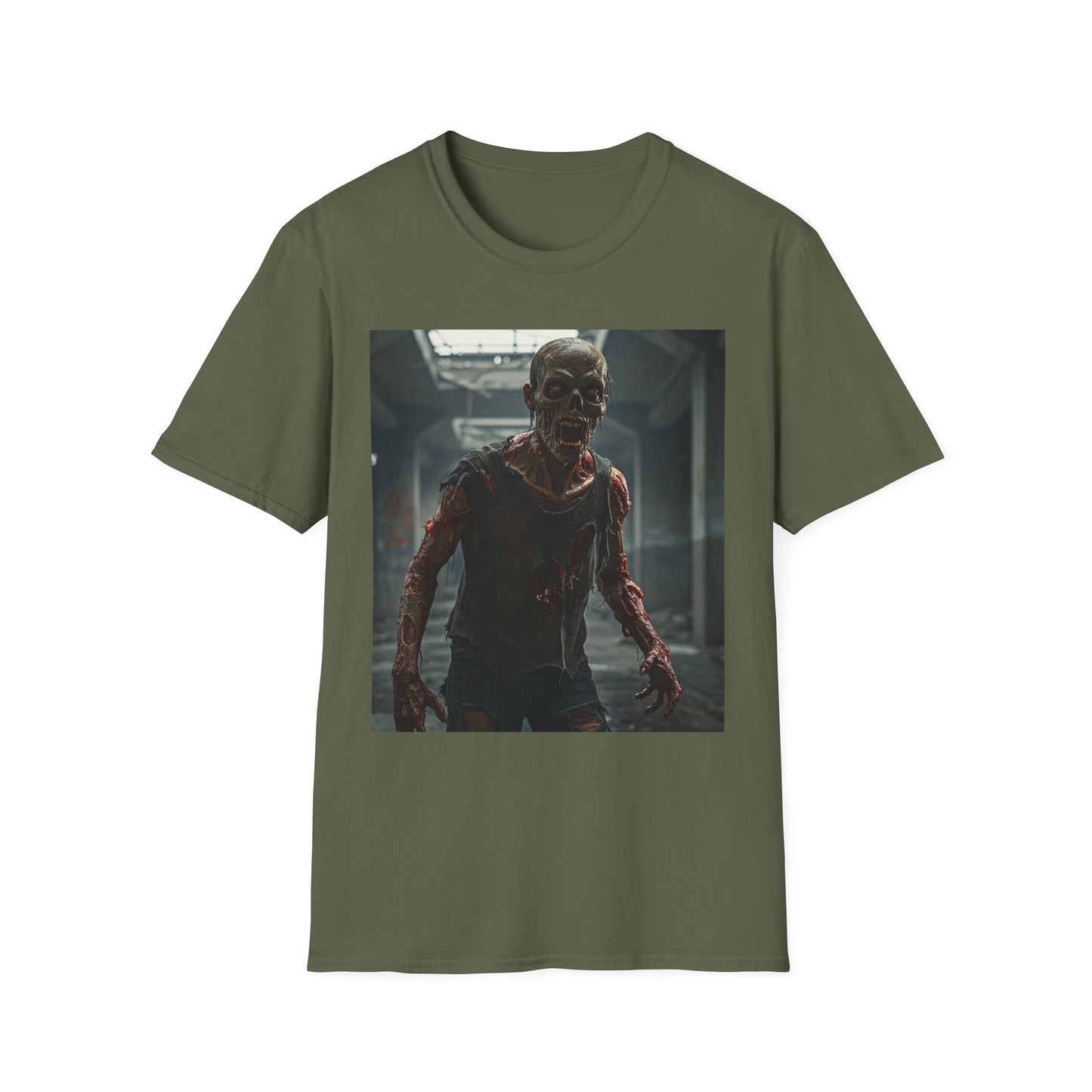 Apocalyptic Portrait Tee, bold, decaying zombie graphic