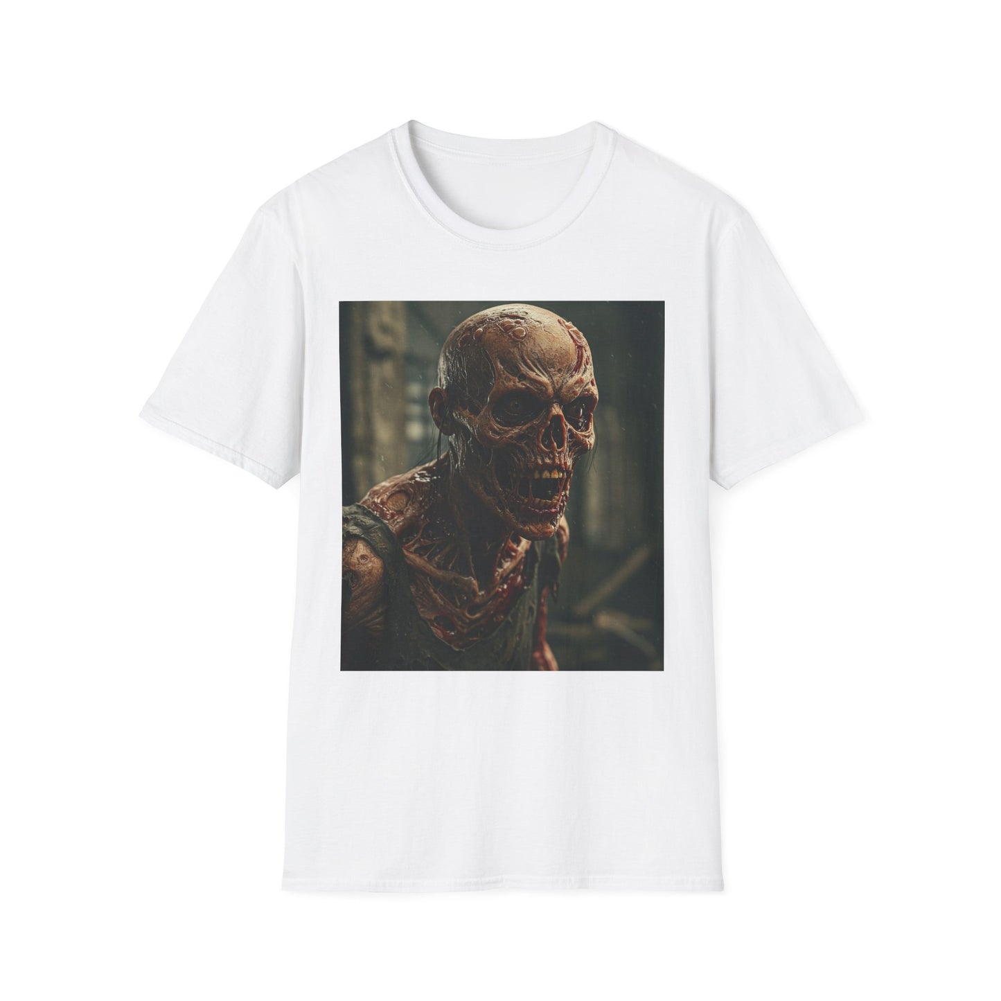 Apocalyptic Portrait Tee, bold, decaying zombie graphic