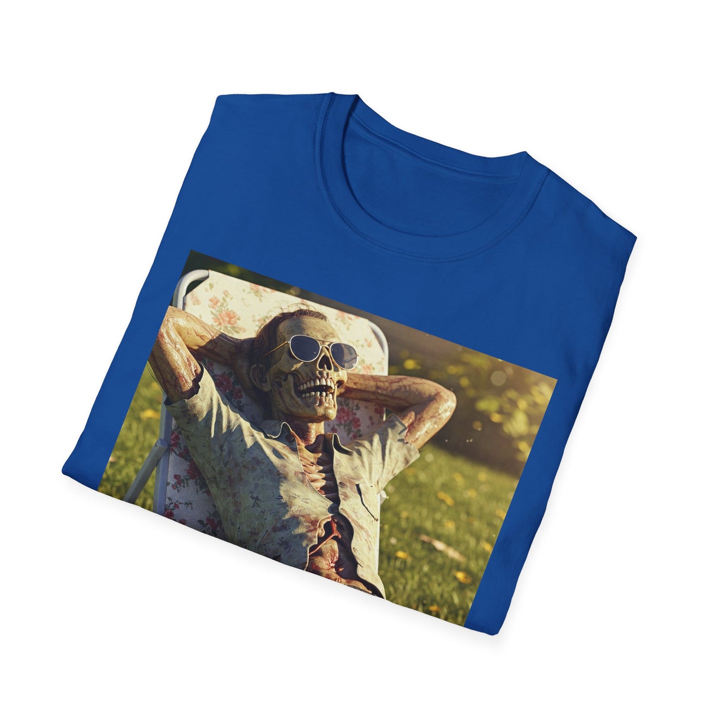 Relaxing Skeleton Unisex Softstyle T-Shirt - Perfect for Halloween and Everyday Wear